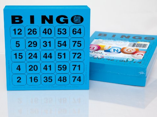 DiPrint 200 large printed Bingo cards for seniors system 25 from 75 (blue)
