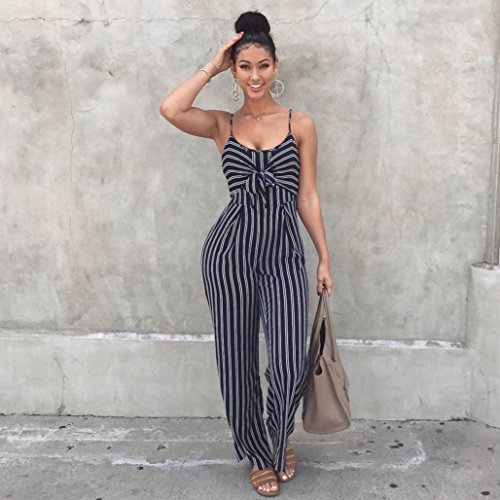 image for WuyiMC Jumpsuit, Womens Clubwear Strappy Striped Playsuit Bandage Body