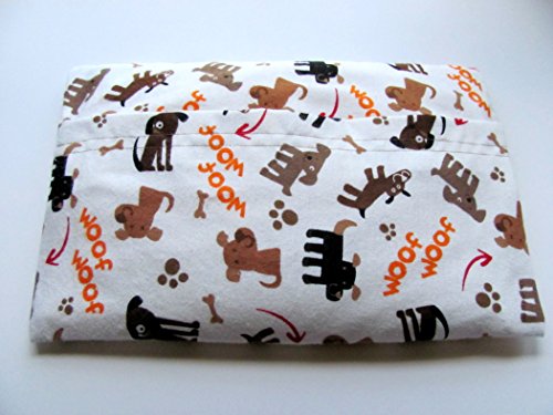 Cartoon Dogs & Paw Prints Cordless Microwave Heating Pad, Use for Hot or Cold Therapy, Great Dog Lover Gift, Removable Washable Flannel Cover, Made in USA, Lavender Herbal Scented