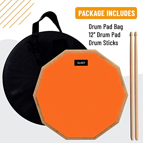 Slint 12 Inch Snare Drum Practice Pad and Sticks Double Sided Silent