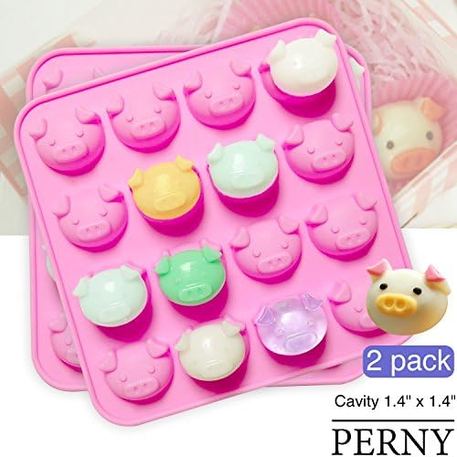 PERNY Pig Molds, Nonstick Silicone Pig Mold for Candy Chocolate Jelly Crayon Gummy, Set of 2