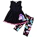 2-7T Toddler Girls Pony Sleeveless Shirt Tops Cropped Pants Outfits Clothes Set(5-6T, Black)