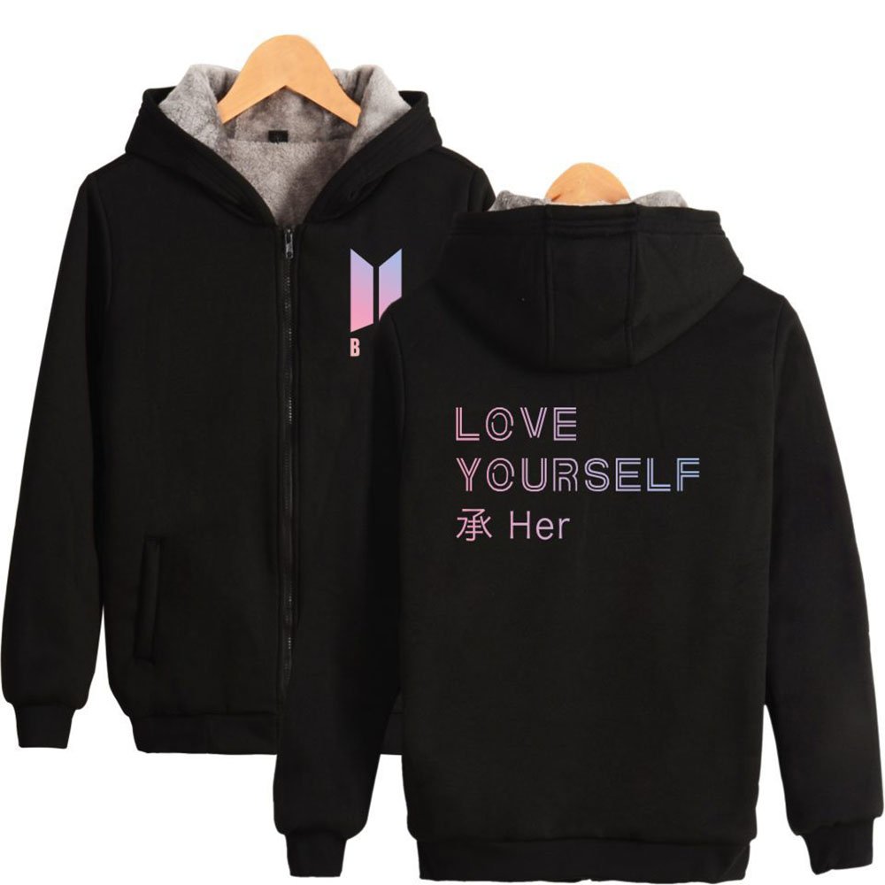BTS Love Yourself Her Thick Zip-up Hoodie Jimin Suga Jungkook Pullover  Sweater