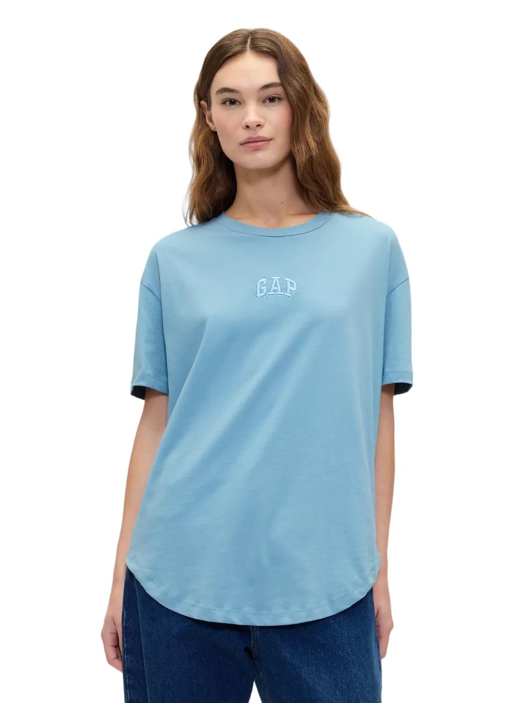 GAP Womens Short Sleeve Logo Boyfriend Tee Tuscan Red M