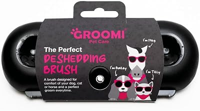 Groomi Deshedding & Grooming Brush for Dogs Cats Horses Rabbits