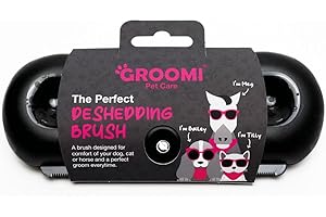 Groomi Deshedding & Grooming Brush for Dogs, Cats, Horses & Rabbits - Gentle & Effective Pet Grooming Tool, Wide Shallow Comb, Smooth Groomer for Cats, Dogs and Horses, Combs for Grooming Animal
