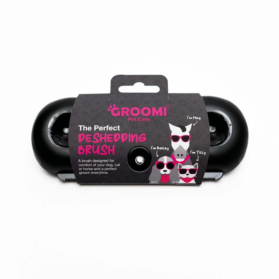 Groomi Deshedding & Grooming Brush for Dogs, Cats, Horses & Rabbits - Gentle & Effective Pet Grooming Tool, Wide Shallow Comb, Smooth Groomer