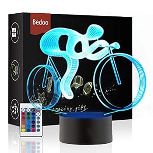 LED Night Lights 3D Illusion Lamp 16 Colours Changing Sleeping Lighting Funny Cycling Gift Creative Decoration Ideal Art…