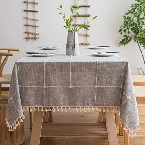 Grey Rustic Square Table Cloth (55"x70") - Cotton Linen Table Cloths for Kitchen - Dust-Proof Table Cover - Modern Decorative Dining Table Cover - Outdoor Patio Table Cover - Rectangle Tablecloth - Thumbnail 3