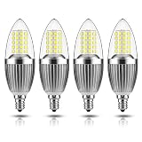 GEZEE LED Candelabra Bulb, Non-Dimmable 100-Watt Light Bulbs Equivalent, 12W LED Candle Bulbs,Daylight White 6000K Chandelier Bulbs, E12 Candelabra Base, 120V, 1200Lumens, Torpedo Shape(4 Pack)