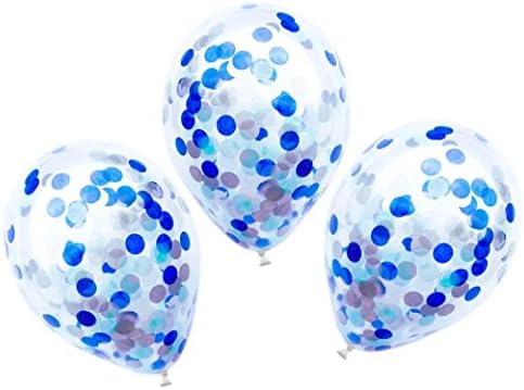 BM AVESTA -Pack of 3-36" Durable Blue Confetti Latex Balloons, Premium Quality, Non-Toxic, For Birthday, Wedding, Baby Shower, Party Decorations,Special Boys, Filled With Dark Blue Confetti
