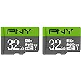 PNY 32GB Elite Class 10 U1 microSDHC Flash Memory Card (Pack of 2-100MB/s Read, Class 10, U1, Full HD, UHS-I, Micro SD (Pack of 1)