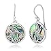 Chuvora 925 Sterling Silver Hummingbird Drinking Flower Nectar Abalone Shell Round Dangle Hook Earrings 1.3