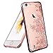 iPhone 6 Case, 6s Bling Case, V-Fyee [Garden Series] Slim Dual TPU Rubber Back Cover with Clear Fower Glitter Bling Sparkle Stone Diamond Case for iPhone 6 / 6s 4.7 inch - Rose Gold