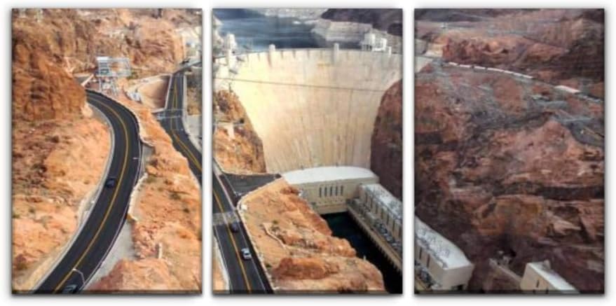 view of hoover dam in boulder city, nevada nevadas and pictures Print Painting 3 Panel Home Decoration Paintings Wall Art Framework Canvas Prints Gallery for Living Room Wall Poster Hang Framed