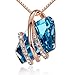 Leafael Wish Stone Pendant Necklace with Blue Zircon Birthstone Crystal for December, 18K Rose Gold Plated, 18
