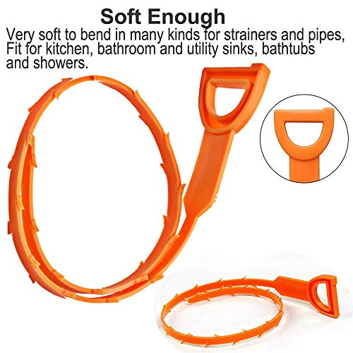 AUSAYE 5 Pack 25 Inch Sink Snake Cleaner Drain Auger Hair Cather Shower Drain Cleaning Tool Drain Clog Remover - Thumbnail 4