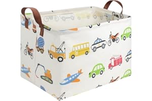 FXOCSHE FXOLCSHE Rectangular Car basket,Car toy storage box,Collapsible Car Storage basket for boys,Waterproof PE Coating Storage,bedroom decor,Nursery hamper,Toy Organizer,Gift Basket(Vehicles)