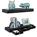 Wallniture Wall Mountable Floating Shelf Storage Organizer with 3 Drawers in Black