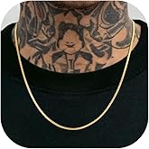 Richsteel Stainless Steel Mens Flat Link Chain Necklace, Black/Gold/Steel Chain for men, 2mm/4mm/6mm Width, No Tarnish & Hypoallergenic Hip Hop Jewelry, 18"-30" Length