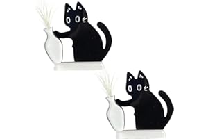 Cat Whisker Holder - 2 Pcs Acrylic Keepsake Magnet for Pet Memorial, Cute Fridge & Desk Decor to Preserve Whiskers (Black)