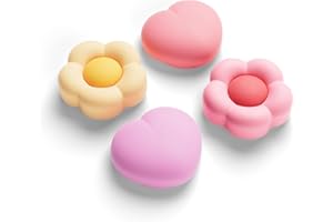 GeekShare Silicone Joycon Thumb Grip Caps Compatible with Nintendo Switch 2, Soft Joystick Cover Caps for Switch 2025, 4PCS - Heart & Flower
