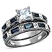 FlameReflection Blue Princess Cut Engagement Rings Stainless Steel Women's Wedding Set Size 5-10 SPJ