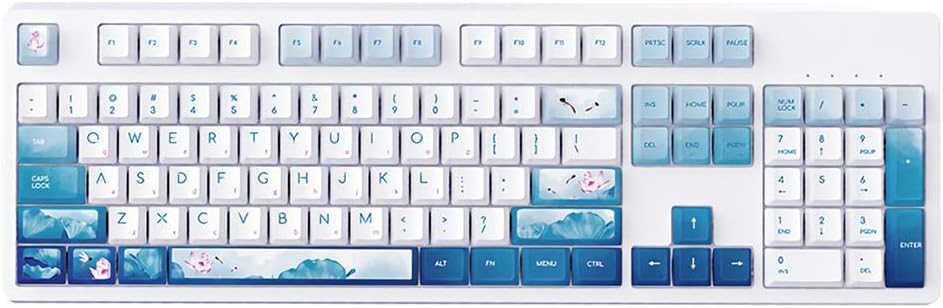 MagiDeal Gaming Mechanical Keyboard 104 Keys Wired USB Computer Keyboard Chinese Lotus Style for PC Gamer Desktop Laptop - Blue Switch