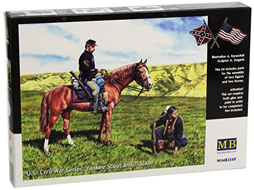 Master Box Civil War Yankee Scout and Indian Tracker with Horses Figure Model Building Kits (1:35 Scale)