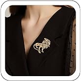 Zeshimb Gold Lion Brooch Pin Green Crystal Eye Lion Brooch Vintage Lion Animal Lapel Pin Cartoon Lion King Pin Corsage Badges Cool Jewelry for Women Men