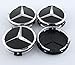 MERCEDES SET OF 4 BLACK CENTER WHEEL HUB CAPS 75MM COVER CHROME EMBLEM CAP LOGO