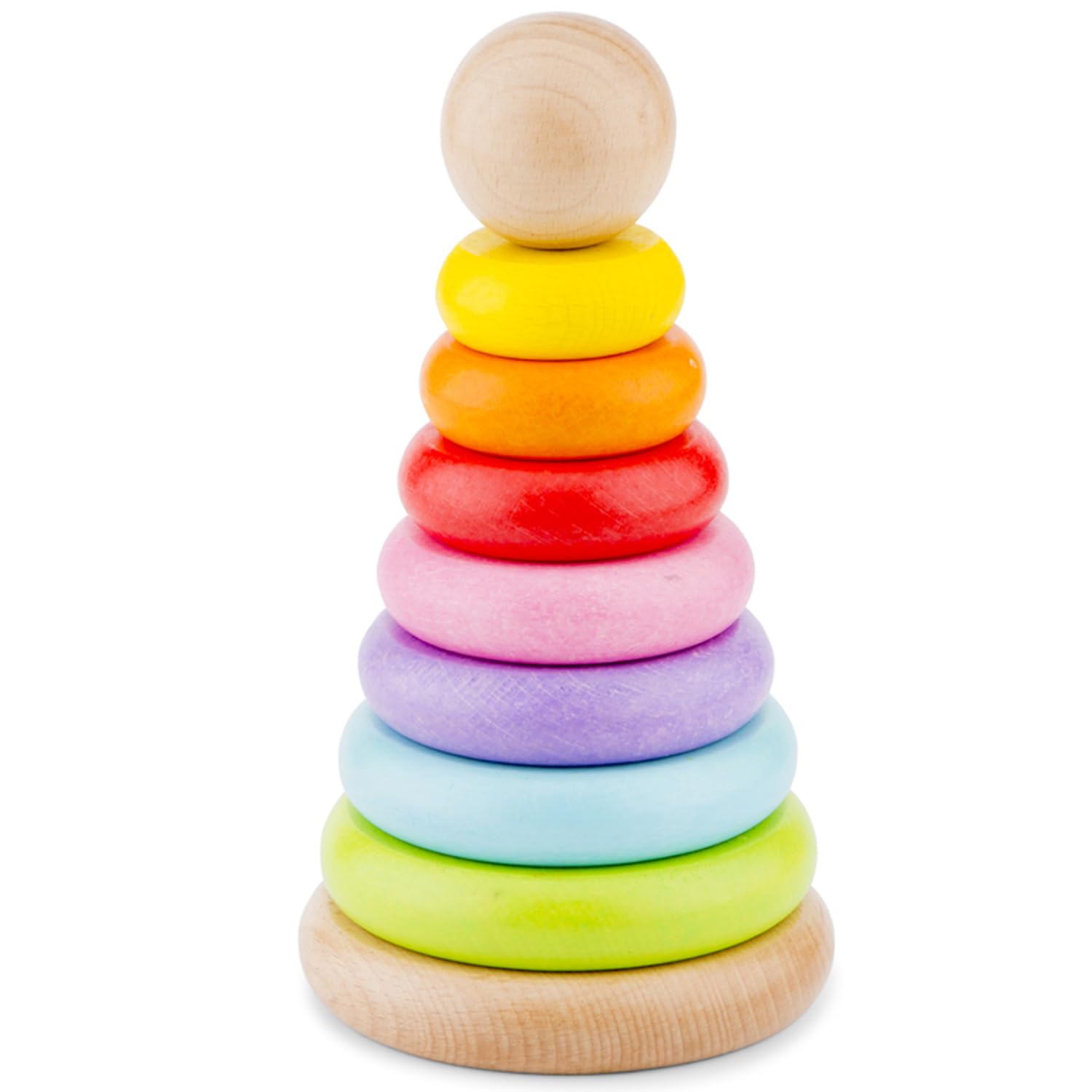 Woet® Wooden Toy Rainbow Stacking Tower for Toddlers - 8 Pieces - Fine Motor Learning Toy - Age 1 Years+