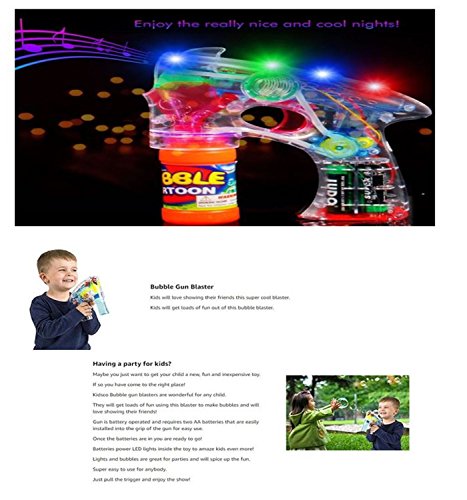 Bubble Blower Machine Light Up Bubble Gun Blaster, - Cool and Fun LED toy Blaster Bubble Gun Blower - Novelty & Gag Toys, Party Favor, Bag Stuffer, Giveaway, Gifts, (2 Light up Bubble Gun Blaster) - Thumbnail 7