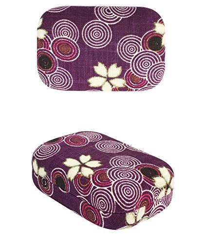 JAVOedge Purple Cherry Blossom Print Contact Lens Carrying Case Travel Kit with Mirror, Tweezers, and Solution Bottle