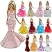 Barwa 3 Pcs Mermaid Dress for Night Looks Princess Evening Wedding Party Dress Clothes Gown Outfit for Barbie Doll