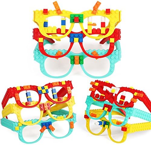 Coo11 DIY Building Bricks Glasses Baseplate Lego-compatible for Creative Building/Birthday Party Favors/Novelty Gifts for Kids Girls Boys (9 Glasses)