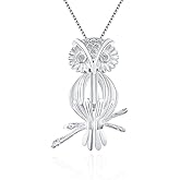LGSY CZ Owl Cage Pendants for Pearl Jewelry Making Sterling Silver, Design Cage Pendants for Women