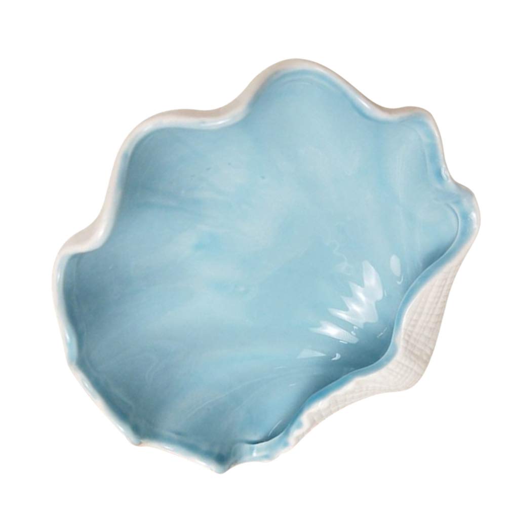 Veemoon Candy Bowl Shell Bowls Decorative Serving Bowl Scallop Shaped Jewelry Tray Candy Bowl Plate Dish Photography Props for Wedding Valentine s Day Party Blue Clam Shell Decoration