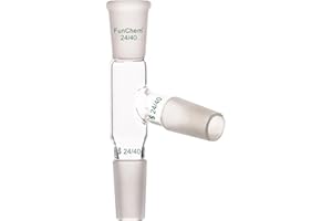 FunChem 75 Degree Bent Distillation Adapter, Borosilicate Glass Laboratory Adapter with 24/40 Inner Joints, Lab Glassware