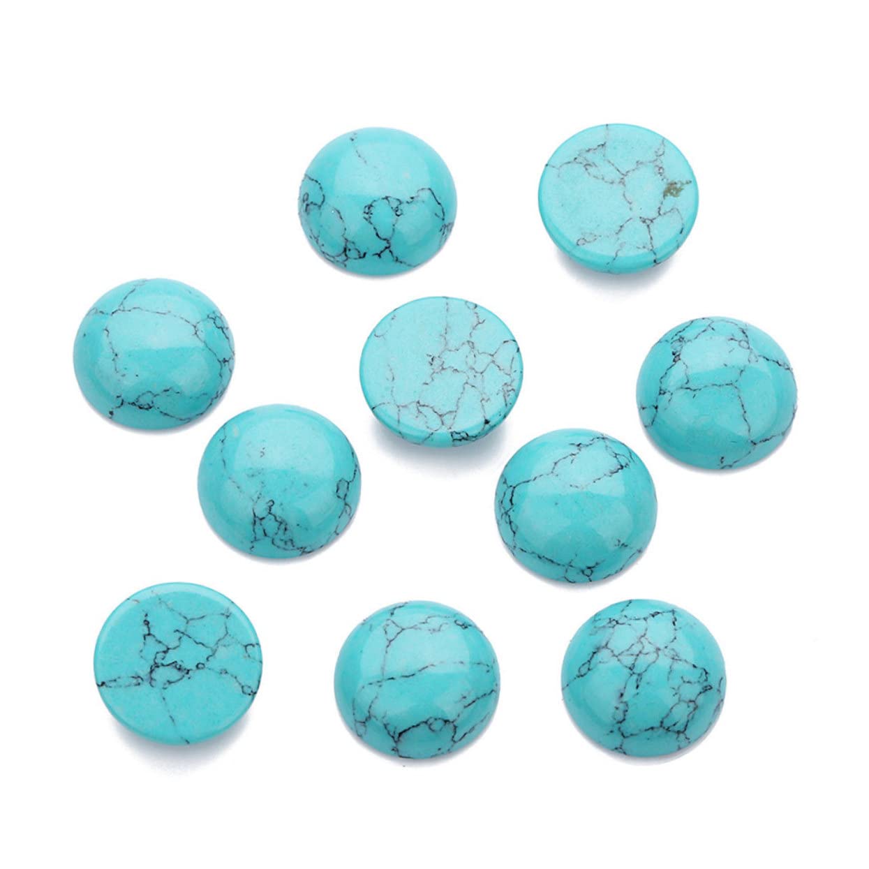 Anneome 20pcs Turquoise Ring Surface Crystal Cabochons Flat Base for Jewelry Decor Diy Stone Supplies