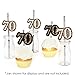 Adult 70th Birthday - Gold - Paper Straw Decor - Birthday Party Striped Decorative Straws - Set of 24