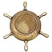 ShalinIndia Brass Antique Nautical Wheel Design Ashtray for Couple (Gold, 5-inch)
