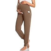 HIGHDAYS Maternity Pants with Pockets, Over Belly Maternity Leggings, Thick Pregnancy Joggers Sweatpants for Active Workout