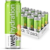 Wet Hydration | Functional Wellness Water, Non-Carbonated - Peach Pineapple (12 Ounce Cans, Pack of 12) - Flavored Water, Hydration Drink, No Sugar, No Artificial Ingredients, Zero Calories (Packaging May Vary)