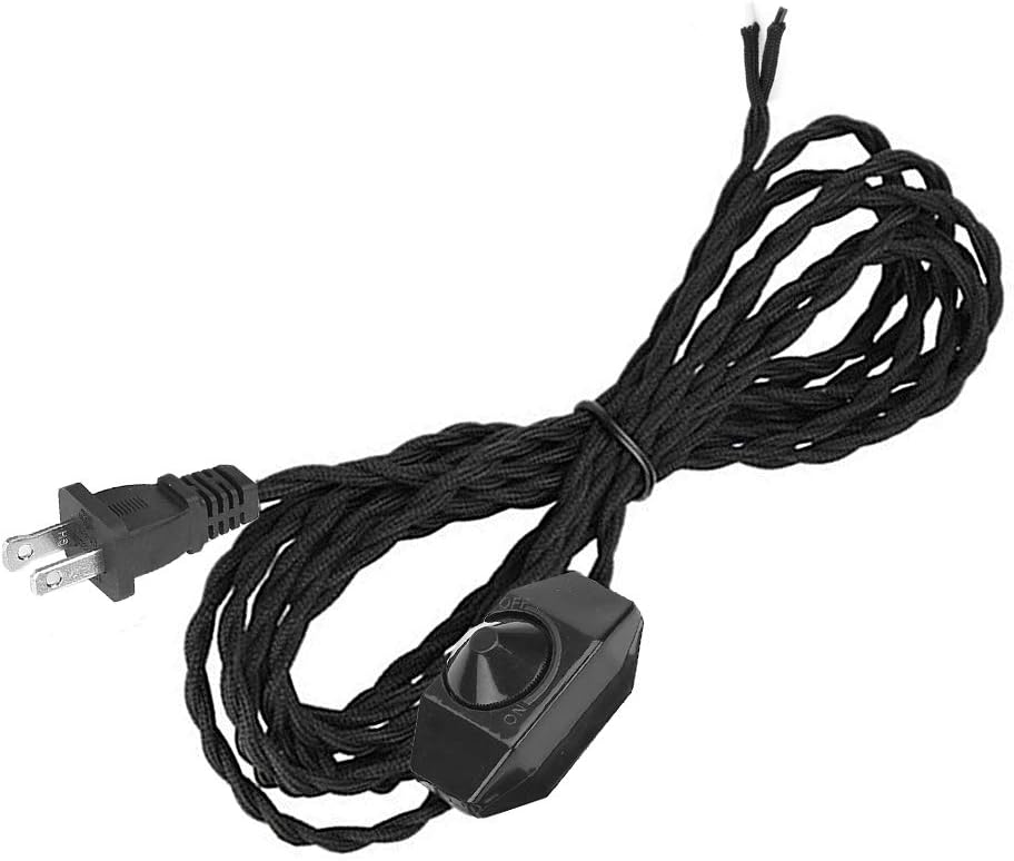Kiven 5.9' Retro Style Lamp Dimmer Weave Rope Open Wires UL Certified Dimmer Switch Cord（Black）: Industrial & Scientific