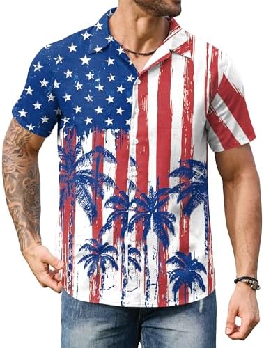 Calhoun Men's USA American Flag T-Shirt (Distressed, Small
