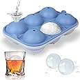 Ice Ball Maker, TINANA Reusable 2.5 Inch Ice Cube Trays, Easy Release Silicone Round Ice Sphere Tray with Lids & Funnel for Whiskey, Cocktails & Bourbon