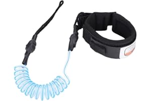 Paddle Leash,Stand Up Paddle Board 5mm Coiled Spring Leg Foot Rope Surfing Leash for Surfboard(Blue)