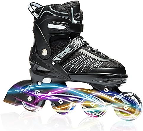 IUU Sports Adjustable Inline Skates for Kids and Adults, Rollerblades with Featuring All Illuminating Wheels, for Girls and Boys, Men and Ladies