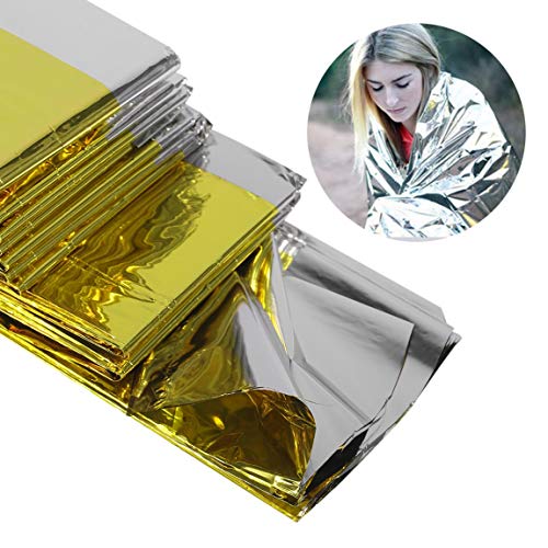 Portable Multifunctional Emergency Blanket Lifesaving Thermal Insulation Sunscreen Blanket Gold Silver Double Color